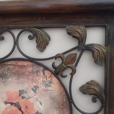 Large Metal Wall Art Panel Floral Centerpiece Theme