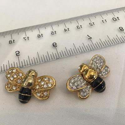 2 Rhinestone Bumblebee Broochs Vintage