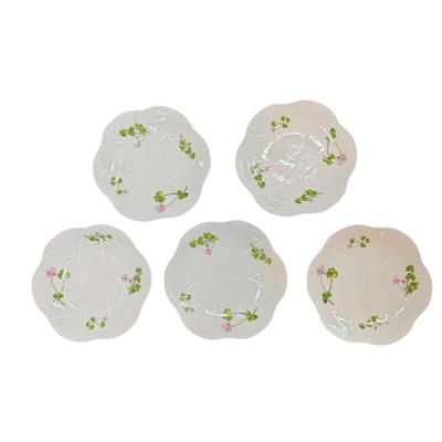 Set of 5 Y2K Shamrock/Clover Design Scalloped Plates By Julia Minasian - Fine China Collectible Kitchen Decor