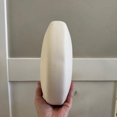 Vintage Mid Century White Bisque Round Orb Circular Flower Vase