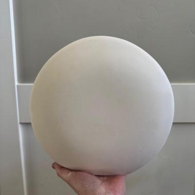 Vintage Mid Century White Bisque Round Orb Circular Flower Vase