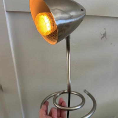 Vintage Mid Century Chrome Conical Adjustable Desk Lamp w/Squiggle Swirl Base