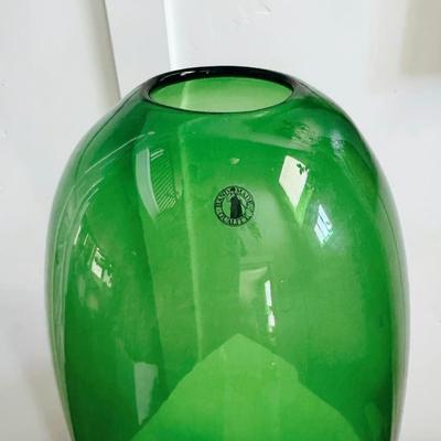 Vintage Green Glass Oval Bubble Vase by Maria Vinka for IKEA - Stockholm Series