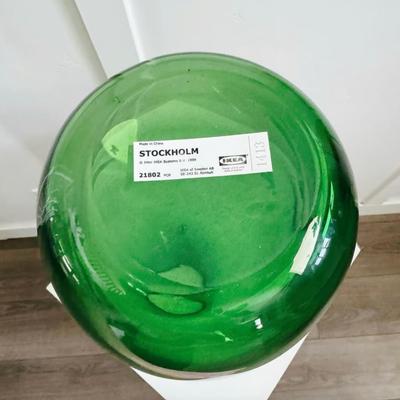 Vintage Green Glass Oval Bubble Vase by Maria Vinka for IKEA - Stockholm Series