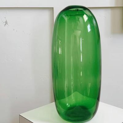 Vintage Green Glass Oval Bubble Vase by Maria Vinka for IKEA - Stockholm Series