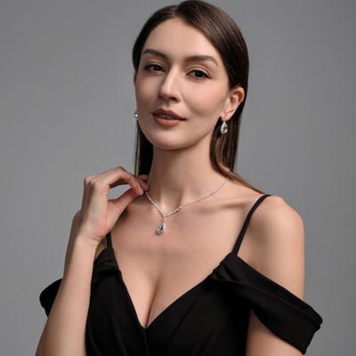 3-Piece Shining Cubic Zirconia Wedding/Prom Earrings/Necklace Jewelry Set (1 necklace, 2 earrings)