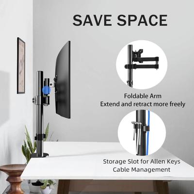 Bracwiser Monitor Mount Single Fully Adjustable Arm Fits One Screen 13-32 inch 22lbs for Monitor Computer Screen 13 15 17 19 20 22 23 24...