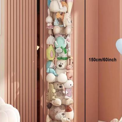 Pink Premium Stuffed Animal Storage Tube, Plush Toy Organizer, Clear Bucket with Zipper for Children's Toy Storage w/Lid