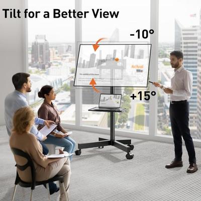 Rolling TV Stand for 23-60 Inch LED Flat Screen/Curved TVs up to 88lbs, Mobile TV Stand Wheels with Height Adjustable Portable Rolling TV...