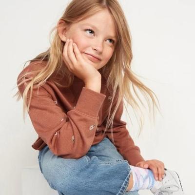 Size 4T - Old Navy Drop-Shoulder Fleece Sweatshirt in Brown Ditsy Floral