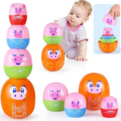 Piggy Easter Eggs Toddler Stacking Nesting Toys for Toddlers 1-3, 8pcs Pig Eggs Matching Game STEM Preschool Learning Sensory Nesting...