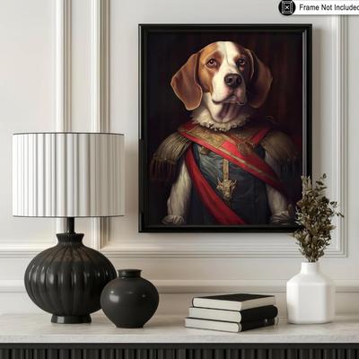(B0N) Poster Master Aristocratic Beagle Poster - Dog Print - Renaissance Art - Dog Breed Art - Gift for Men, Women & Animal Lover -...
