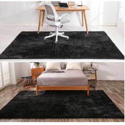 Black Ultra Fluffy Waterproof Area Rug, 3' x 5' Area Rug for Bedroom & Living Room Area Rug, Non Slip Faux Fur Rug