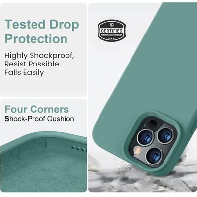 iPhone 14 Pro Case 6.1", Pine Green Upgraded Thickened Liquid Silicone, Soft Anti-Scratch Microfiber Lining, Shockproof Full Body...