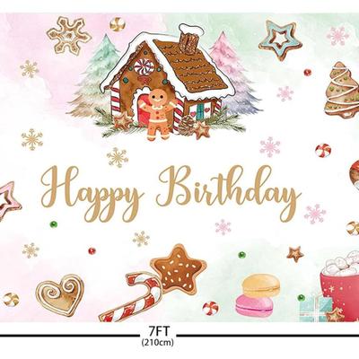 Christmas Gingerbread House Birthday Backdrop Winter Happy Birthday Photography Background Snowflake Candyland Merry Xmas Birthday Party...