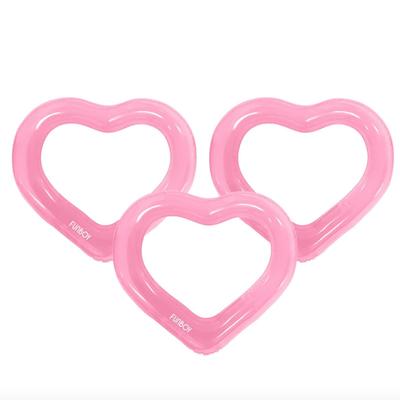 Funboy Party Pack (3-Pack) Upcycled Heart Shaped Tube Pool Float Rings in Clear Pink
