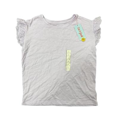 Size L - Girls' Target Cat & Jack Violet Light Purple Short Sleeve T-Shirt w/Floral Lace Sleeves