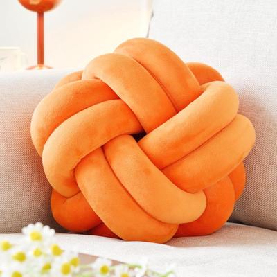 Knot Ball Pillow, Round Decorative Throw Pillows Cushion, 8 Inch Orange Soft Plush Knotted Pillows Pillow, Modern Home Throw Knot...