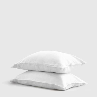 Pair of Standard Size Quince European Linen Pillowcase Set in White