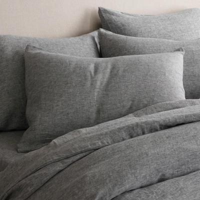 2-Pack Standard Quince European Linen Chambray Sham Set in Charcoal