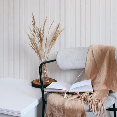 1 Roll Tempaper White Faux Beadboard Removable Peel and Stick Wallpaper, 20.5 in x 16.5 ft, Made in The USA