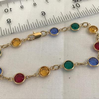 Multi Color Dainty Bracelet Gold Tone