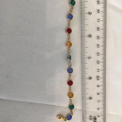 Multi Color Dainty Bracelet Gold Tone