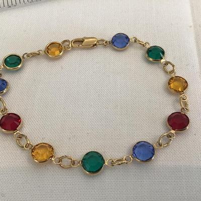 Multi Color Dainty Bracelet Gold Tone