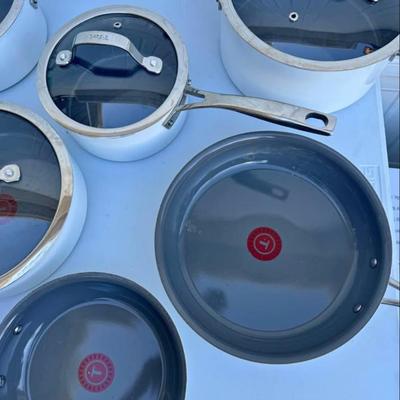 B - T-fal Excellence Ceramic Non-Stick Cookware Set, 10-Piece - White