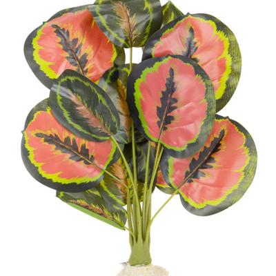 Aquaglobe 20" Red Calathea Silk Plant - Fresh Water, Salt Water & Reptile Use