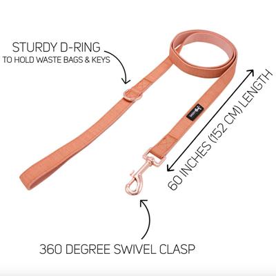 Sassy Woof 5' Dog Leash w/Sturdy D-Ring & 360 Degree Swivel Clasp in Apple Cider Orange & Rose Gold Hardware
