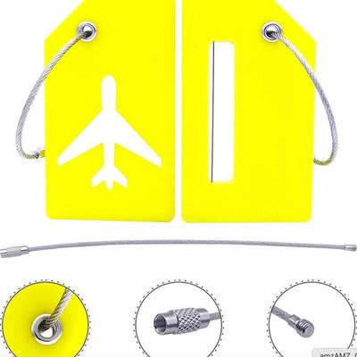 2-Pack Yellow Silicone Luggage Tag with Name ID Card Perfect to Quickly Spot Luggage Suitcase