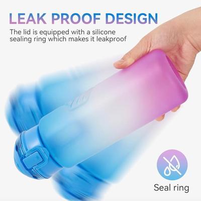 New 32oz Water Bottle, Leakproof Sports Water Bottle, BPA Free Plastic Water Bottle No Straw, Reusable Water Bottle with Handle, Fruit...