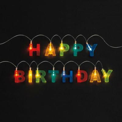 LED Happy Birthday Garland String Lights Light Up Party Decor Birthday Party 321 Party - Requires 2 AA batteries.