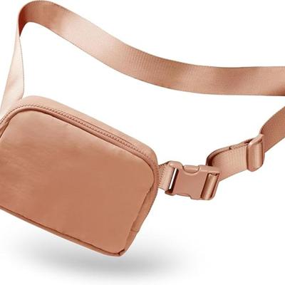 Sunkissed Mauve 2-Way Zipper Unisex Belt Bag with Adjustable Strap Fanny Packs Mini Waist Pouch for Outdoor Hiking Running Travel