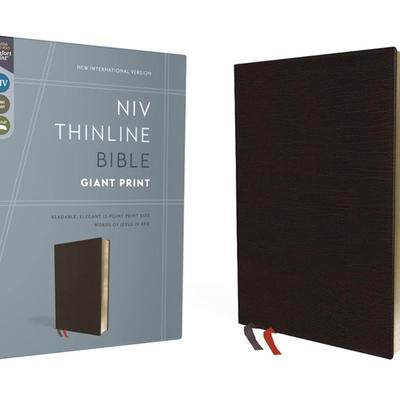NIV Thinline Bible w/Giant Print, Bonded Black Leather Black & Red Letter