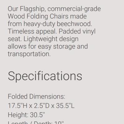 One (1) Titan Furniture Wood Folding Dining Chair Office Chair Extra Seating Dining Kitchen