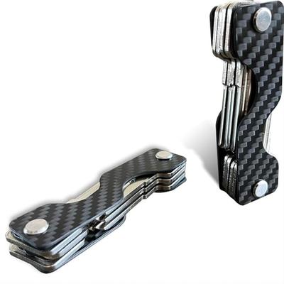 2-Pack Carbon Fiber Compact Key Holder, Pocket Key Chain Organizer (4-14 Keys)