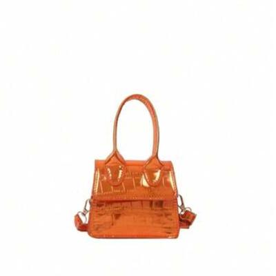 Metallic Orange Mini Faux Crocodile PU Leather Handbag Crossbody Bag Women's Purse Handbag Small Mini Travel Bag