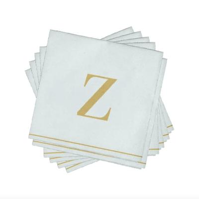 Z Gold Monogram Cocktail Paper Napkins | 16 Napkins