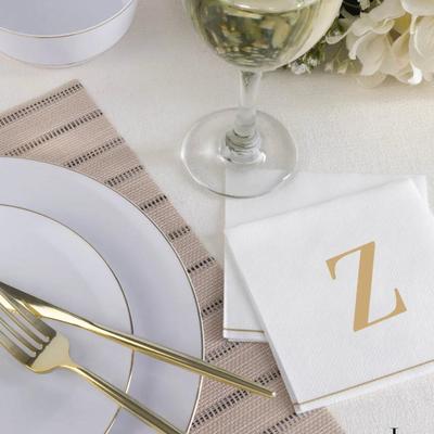 Z Gold Monogram Cocktail Paper Napkins | 16 Napkins
