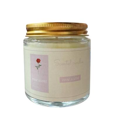 Rose Scented Jar Candle w/Gold Lid & Crushed Rose Petals