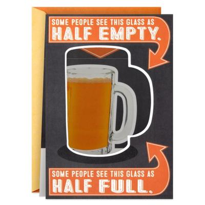 4-Pack Hallmark Funny Birthday Card - Beer Glass Half Full