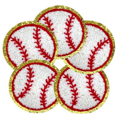 20-Pack Baseball Iron On Chenille Patches Glitter Bulk Sew On Patches Fuzzy Applique, Iron On Patches for Clothes, Jackets, Jeans,...