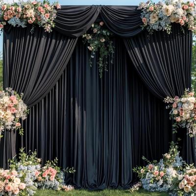 10 Panels Black Backdrop Curtain for Parties Wrinkle Free Black Photo Curtains Backdrop Drapes Fabric Decoration for Birthday Party...