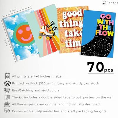 Fardes Indie Wall Decor for Teen Girls Bedroom, Indie Wall Collage Kit Aesthetic Pictures, Eclectic Room Decor, 70pcs