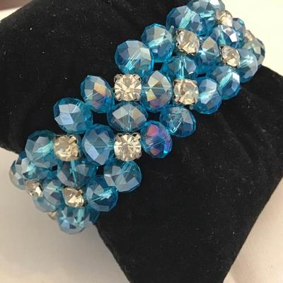 Blue And Rhinestone Vintage Bracelet