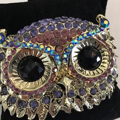 Owl Hinged Cuff Bracelet