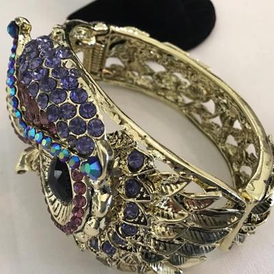 Owl Hinged Cuff Bracelet