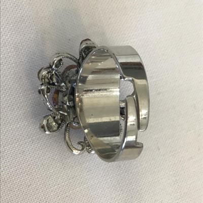 Super Cute Adjustable Ring Glass and Rhinestone